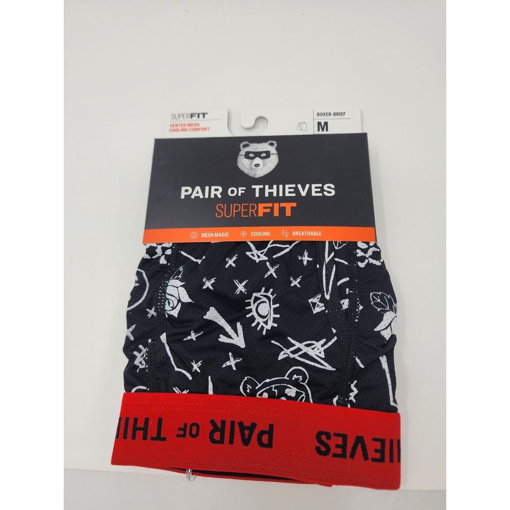 Pair of Thieves Mens SuperFit Boxer Briefs Black Polyamide Athletic Size Medium